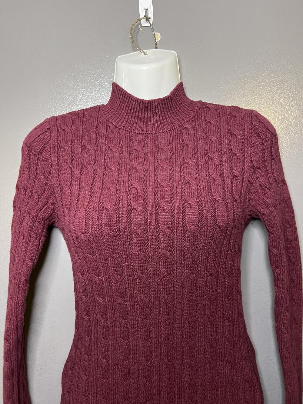 Hollister Sweater Dress Womens Small Red Cable Knit Mock Neck Bodycon Short